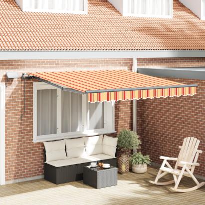 Marchiză manuală retractabilă cu LED galben și portocaliu 350x250 cm GartenMobel Dekor