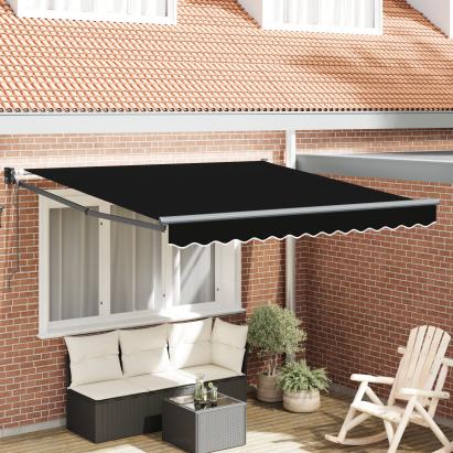 Marchiza retractabilă automată  Neagră 350x250 cm, Material de înlocuire pentru marchiză  pentru cadrul de 3.5x2.5 m Negru GartenMobel Dekor