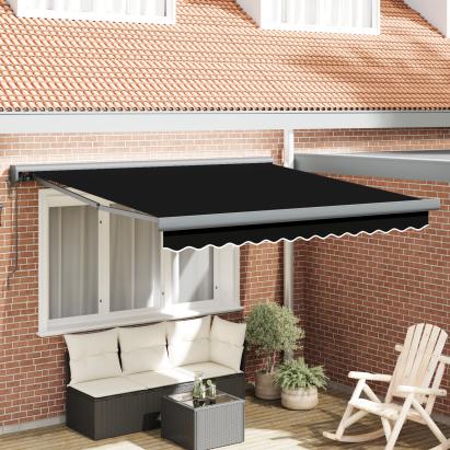 Marchiză retractabilă automată neagră 350x250 cm,  Material de înlocuire pentru marchiză 3,5x2,5 m Cadru Negru GartenMobel Dekor