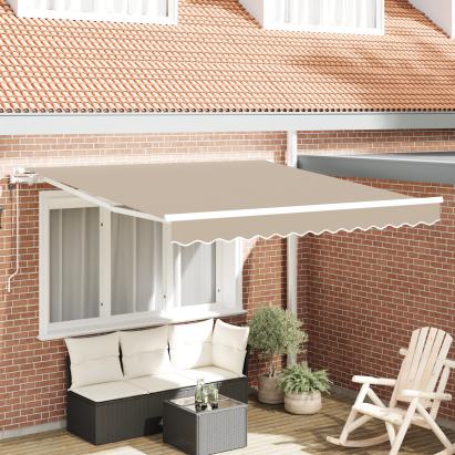 Marchiză retractabilă automată Bej 350x250 cm,  Material de înlocuire pentru marchiză 3.5x2.5 m Bej GartenMobel Dekor