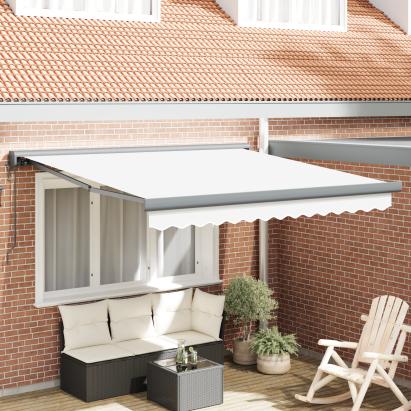 Marchiză Retractabilă Automată Albă 350x250 cm,  Material de înlocuire pentru marchiză pentru cadru de 3.5x2.5 m Alb GartenMobel Dekor