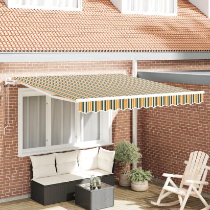 Marchează retractabilă automată verde și galben 350x250 cm,  Material de înlocuire pentru marchează pentru cadru de 3.5x2.5 m verde și galben GartenMobel Dekor