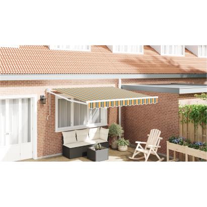 Marchiză retractabilă automată Verde și Galben 350x250 cm,  Material de înlocuire pentru marchiză 3.5x2.5 m Verde și Galben GartenMobel Dekor