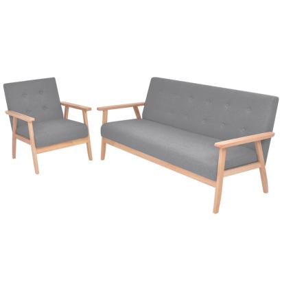 Set canapele 2 piese Textil Gri deschis GartenMobel Dekor