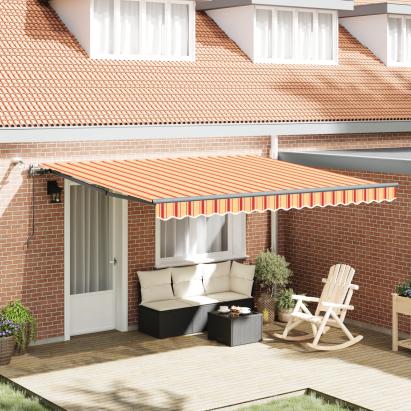 Markiză retractabilă automată cu LED galben și portocalie 400x300 cm GartenMobel Dekor