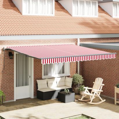 Marchiză Retractabilă Automată Roșie și Albă 400x300 cm GartenMobel Dekor