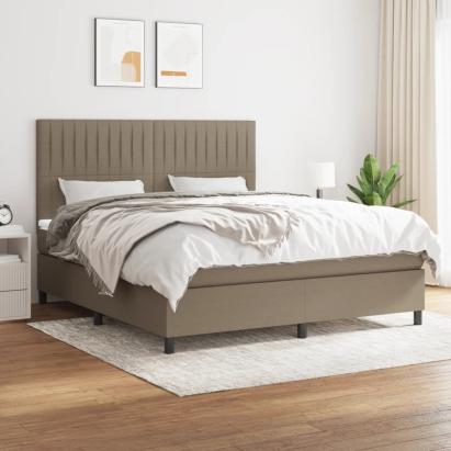 Pat box spring cu saltea, gri taupe, 160x200 cm material textil GartenMobel Dekor