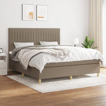 Pat box spring cu saltea, gri taupe, 160x200 cm material textil GartenMobel Dekor