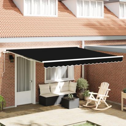Marchiză manuală retractabilă  neagră 400x300 cm, Țesătură de înlocuire pentru marchize  pentru cadru de 4x3 m negru GartenMobel Dekor