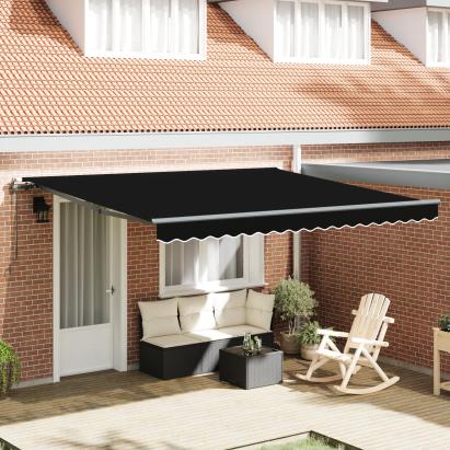 Marchiză retractabilă automatică  Negru 400x300 cm, Material de schimb pentru marchiză  pentru cadru de 4x3 m Negru GartenMobel Dekor