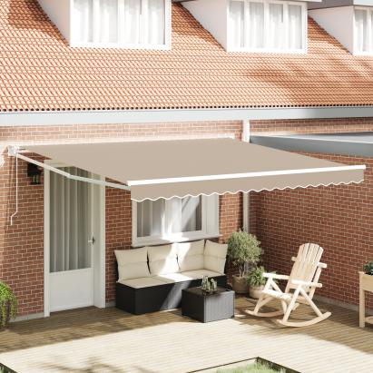 Marchiză retractabilă automată  Bej 400x300 cm, Țesătură de schimb pentru marchiză  pentru cadru de 4x3 m Bej GartenMobel Dekor