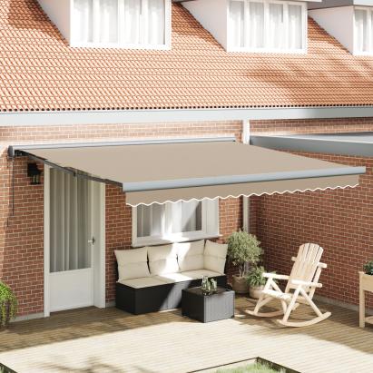 Marchiză retractabilă automată Bej 400x300 cm,  țesătură de înlocuire pentru cadru de 4x3 m Bej GartenMobel Dekor