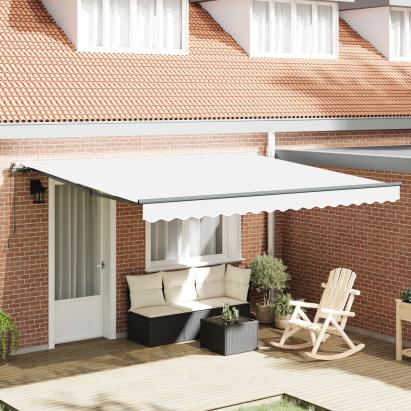 Marchiza manuală retractabilă  Alb 400x300 cm, Material de schimb pentru marchiza  pentru cadru de 4x3 m Alb GartenMobel Dekor