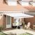 Marchiză manuală retractabilă  cu LED Alb 400x300 cm, Material pentru înlocuirea marchizei  pentru cadru de 4x3 m Alb GartenMobel Dekor