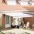 Marchiză retractabilă automată  cu LED Alb 400x300 cm, Tesatura de înlocuire pentru marchiză  pentru cadru de 4x3 m Alb GartenMobel Dekor