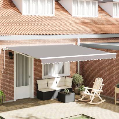 Marchiză Retractabilă Automată Gri Deschis 400x300 cm,  Material de Înlocuire pentru Marchiză de 4x3 m Gri Deschis GartenMobel Dekor