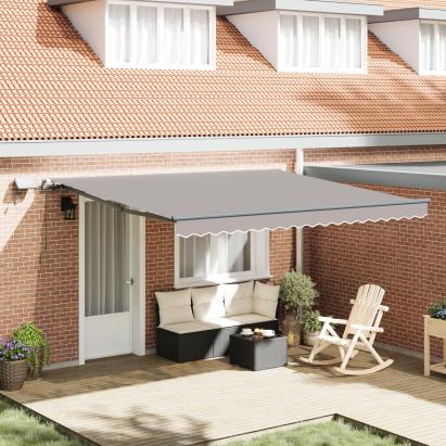 Marchiză manuală retractabilă  cu LED gri deschis 400x300 cm, Material pentru înlocuirea marchizei  pentru cadru de 4x3 m gri deschis GartenMobel Dekor