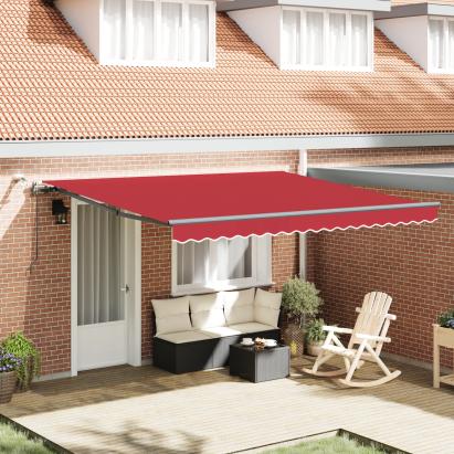 Marciză retractabilă automată cu LED roșie 400x300 cm, ViaXL Material de înlocuire pentru marciză de 4x3 m roșie GartenMobel Dekor