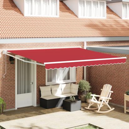 Marchiză Retractabilă Automată Roșie 400x300 cm,  Material de Înlocuire pentru Marchiză de 4x3 m Roșu GartenMobel Dekor