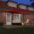 Marchiză manuală retractabilă cu LED roșu 400x350 cm, Fabrică de înlocuire a marchizei  pentru cadru de 4x3,5 m roșu GartenMobel Dekor