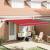 Marchiză manuală retractabilă cu LED roșu 400x350 cm, Fabrică de înlocuire a marchizei  pentru cadru de 4x3,5 m roșu GartenMobel Dekor