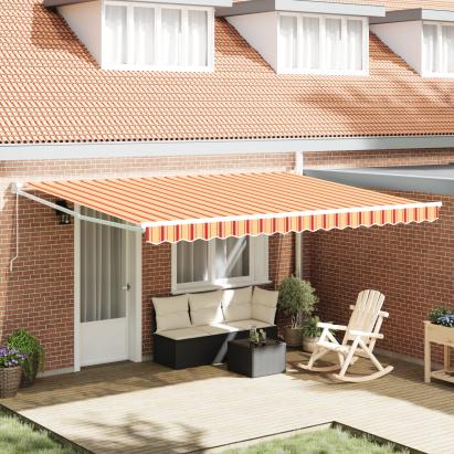 Marchiză manuală retractabilă galbenă și portocalie 450x300 cm GartenMobel Dekor