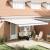 Marchiză manuală retractabilă cu LED Alb 450x300 cm,  Material de înlocuire pentru marchiză de 4.5x3 m Alb GartenMobel Dekor