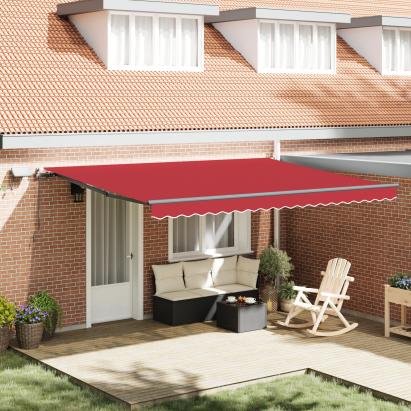 Marchiza manuală retractabilă  cu LED Roșie 450x300 cm, Material de înlocuire pentru marchiza  4.5x3 m Roșie GartenMobel Dekor