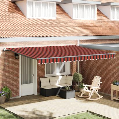 Marchiză retractabilă automată portocalie și maro 450x350 cm GartenMobel Dekor