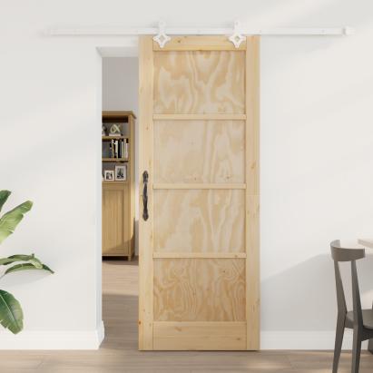 Ușa glisantă  cu set de accesorii 78x202 cm din lemn masiv de pin, Ușa interioară  'ORKDAL'78x202x4 cm din lemn masiv de pin GartenMobel Dekor