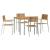 Set de Masă pentru Grădină  5 Piese din Lemn Solid de Acacia, Masă de Exterior  90x90x74.5 cm din Lemn Solid de Acacia, Scaune de Grădină Stackable 4 pcs din Lemn Solid de Acacia și Metal GartenMobel Dekor