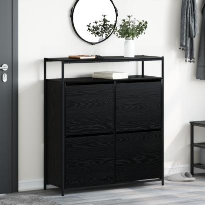 Cabinet pentru pantofi cu 4 sertare flip Black Oak 100x34x112 cm GartenMobel Dekor