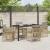 Set de dining pentru grădină cu 5 piese cu perne în rattan bej,  Masă de grădină în negru 140x80x73 cm cu sticlă securizată GartenMobel Dekor