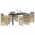 Set de dining pentru grădină cu 5 piese cu perne în rattan bej,  Masă de grădină în negru 140x80x73 cm cu sticlă securizată GartenMobel Dekor