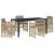 Set dining grădină 5 piese cu perne Ratan Bej, Masă grădină  Neagră 160x80x73 cm Sticla securizată GartenMobel Dekor