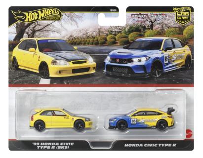 HOT WHEELS PREMIUM SET 2 MASINUTE METALICE HONDA CIVIC 99 TIP R EK9 SI HONDA CIVIC TIP R SCARA 1:64 SuperHeroes ToysZone