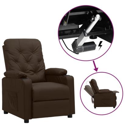 Fotoliu cu ridicare pe verticală, maro, piele ecologică GartenMobel Dekor