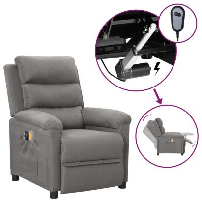 Fotoliu de masaj electric rabatabil, gri deschis, textil GartenMobel Dekor