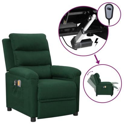 Fotoliu de masaj electric, verde închis, material textil GartenMobel Dekor