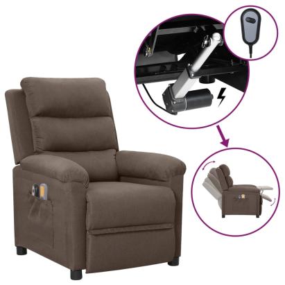 Fotoliu de masaj electric rabatabil, gri taupe, textil GartenMobel Dekor