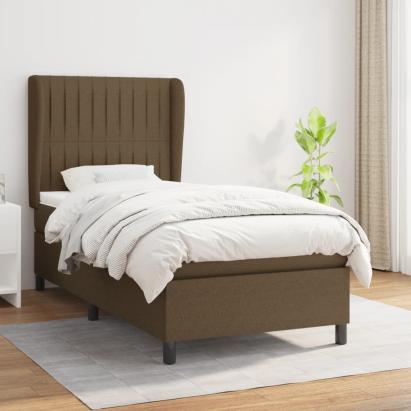 Pat box spring cu saltea, maro închis, 80x200 cm, textil GartenMobel Dekor