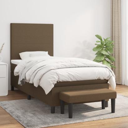Pat box spring cu saltea, maro închis, 80x200 cm, textil GartenMobel Dekor