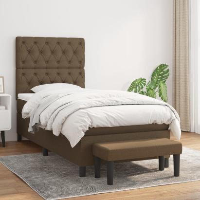 Pat box spring cu saltea, maro închis, 80x200 cm, textil GartenMobel Dekor
