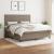 Pat continental cu saltea, gri taupe, 180x200 cm, textil GartenMobel Dekor