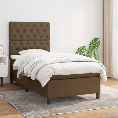 Pat box spring cu saltea, maro închis, 80x200 cm, textil GartenMobel Dekor