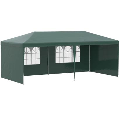 Pavilion pentru gradina/comercial, cadru otel, 4 pereti, pliabil, verde, 5.85x2.95x2.55 m GartenVIP DiyLine