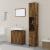 Set mobilier de baie, 3 piese, stejar fumuriu, lemn prelucrat GartenMobel Dekor