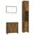 Set mobilier de baie, 3 piese, stejar fumuriu, lemn prelucrat GartenMobel Dekor