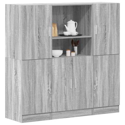Set dulap de bucătărie din 3 piese, gri Sonoma, lemn derivat GartenMobel Dekor