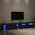 Set de 2 cabine TV cu lumini LED din lemn prelucrat de stejar negru, Cabinet TV  cu LED stejar negru 120x35x40 cm din lemn prelucrat GartenMobel Dekor